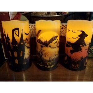 Halloween Flameless Candles Real Wax LED Candles Decor Battery Operated